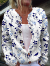 Hazel™ | Vintage Floral Bird Print Button-Front Cardigan Sweater