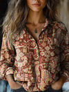 Anna™ | Ethnic-Print Long-Sleeve Blouse