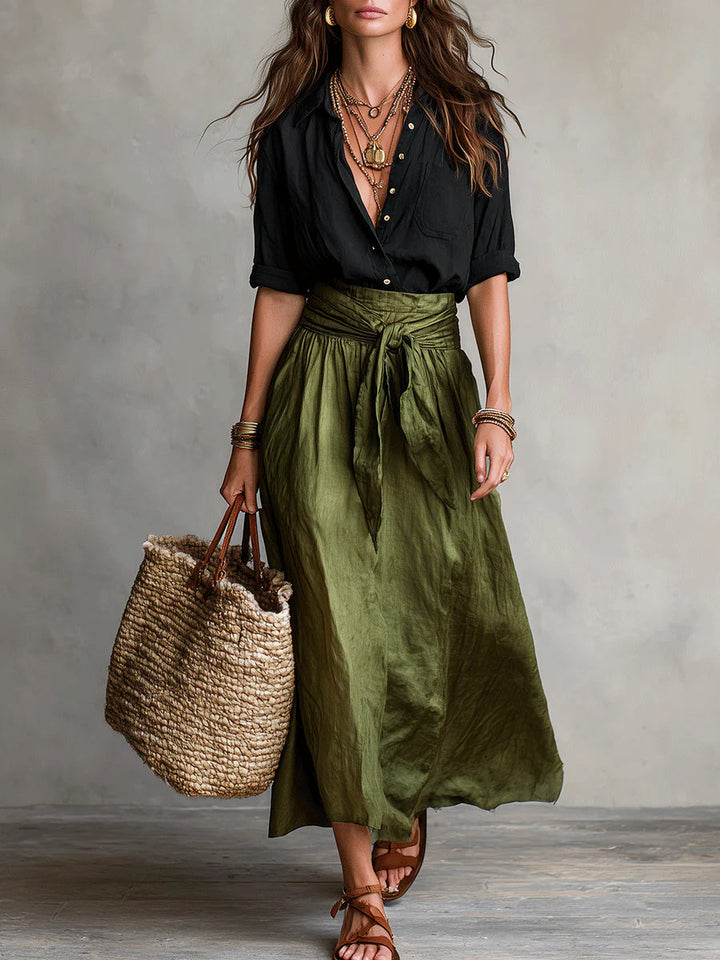 Solène™ | Tie-Waist Blouse and Skirt Set