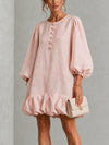 Rosalyn | Floral-Button Puff-Sleeve Mini Dress