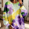 Violetta | Purple Tie-Dye Floral Round-Neck Sweater