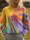 Rosalind | Retro Sunburst Print Turtleneck